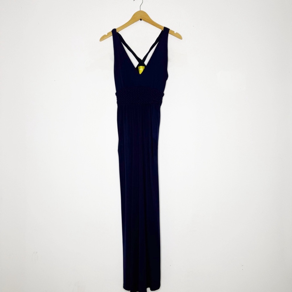 Maeve Yuma Navy Blue Maxi Dress Size 6 Formal Sleeveless V-Neck Pockets - Picture 5 of 8